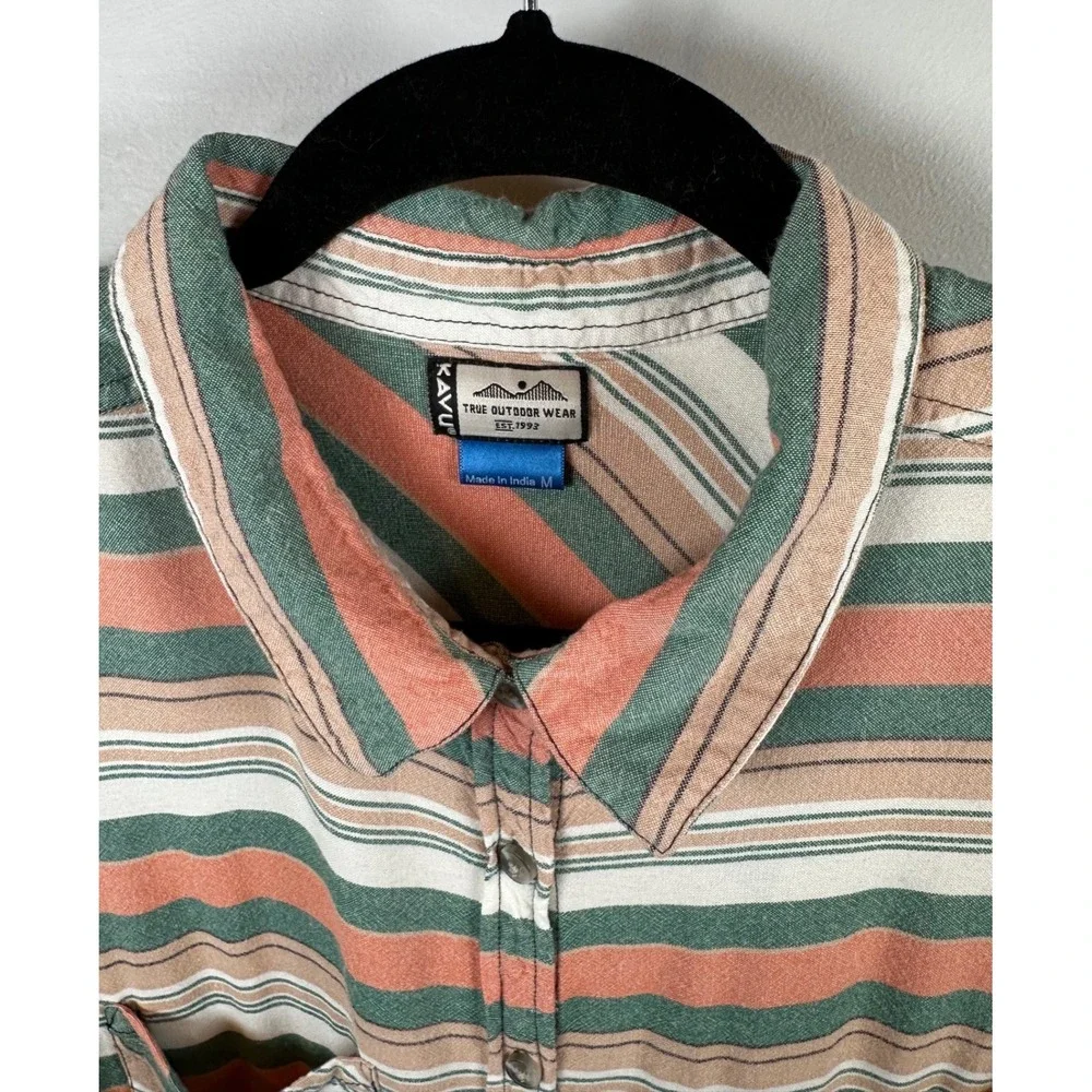 Kavu Britt Striped Button Down Shirt Womens Medium Long Sleeve - Picture 3 of 4
